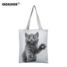Load image into Gallery viewer, Women's Canvas Handbag Cartoon Cat Printed Shoulder