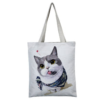 Load image into Gallery viewer, Women&#39;s Canvas Handbag Cartoon Cat Printed Shoulder