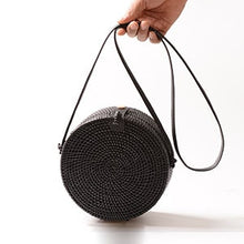 Load image into Gallery viewer, Black Rattan Handmade Woven Women Shoulder Bags