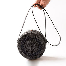 Load image into Gallery viewer, Black Rattan Handmade Woven Women Shoulder Bags