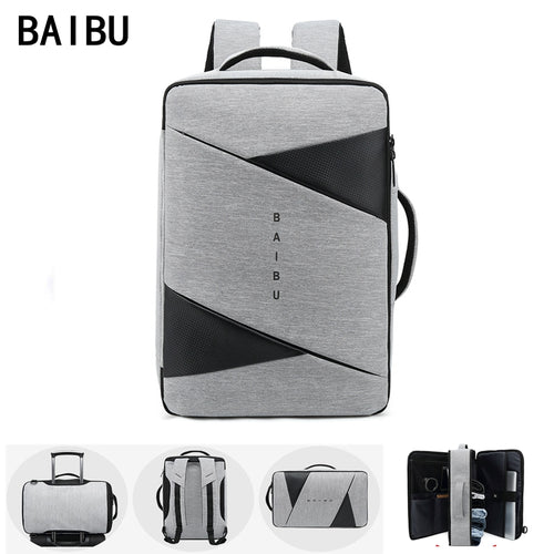 Men Backpack Male Business Laptop 15.6 Inch Bag Outdoor Travel USB Charging